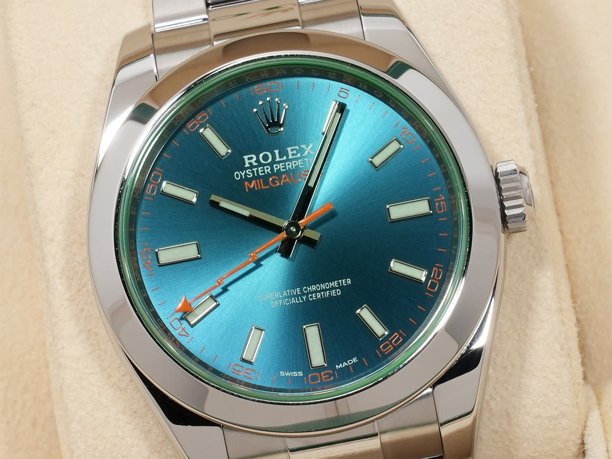 ロレックス ミルガウス Ref.116400GV SS Zブルー文字盤 美中古 uy8nca8q