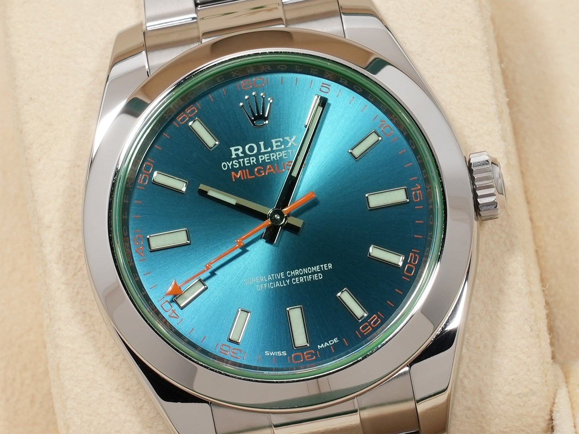 ロレックス ミルガウス Ref.116400GV SS Zブルー文字盤 美中古 uy8nca8q