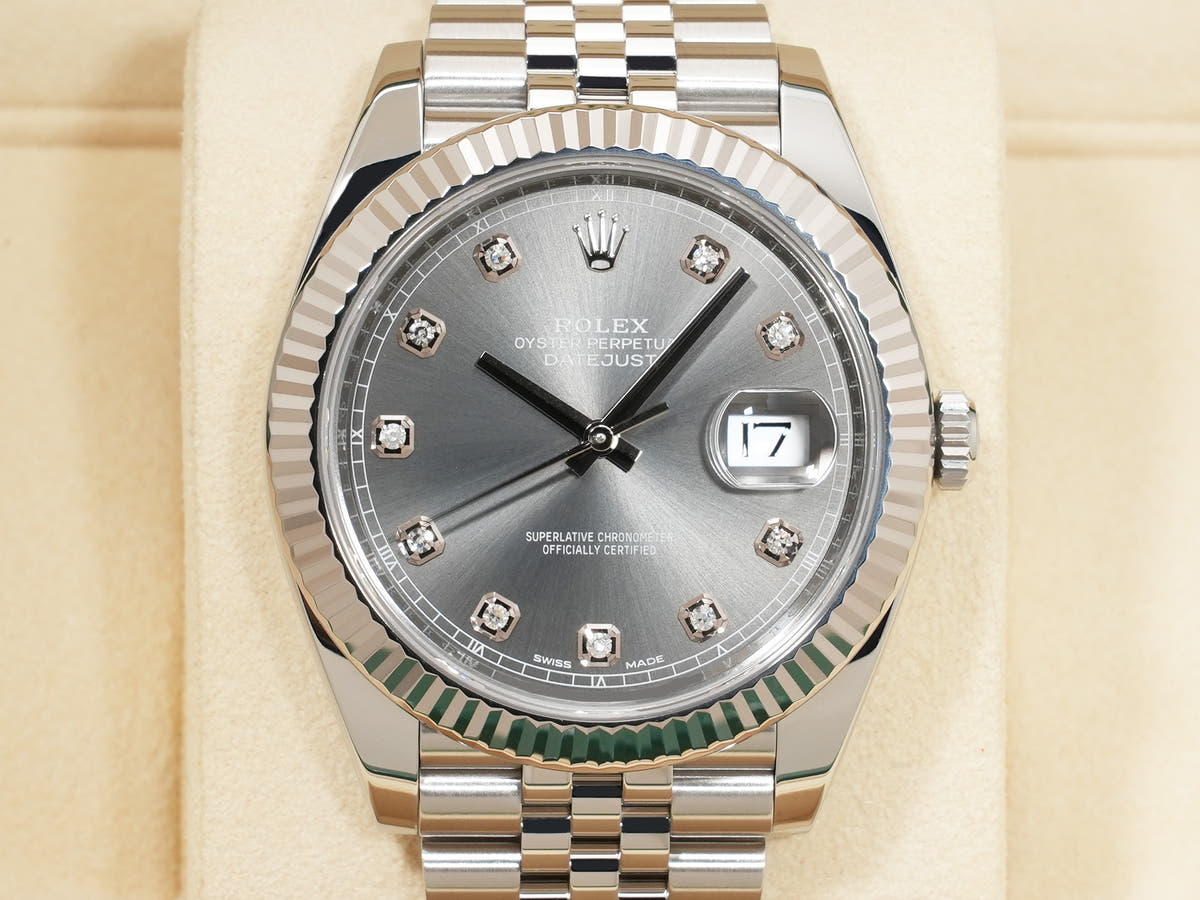 ロレックス デイトジャスト41 Ref.126334G SS/WG スレートx10Pダイヤ文字盤 ジュビリーブレスレット 美品 gajemd2e
