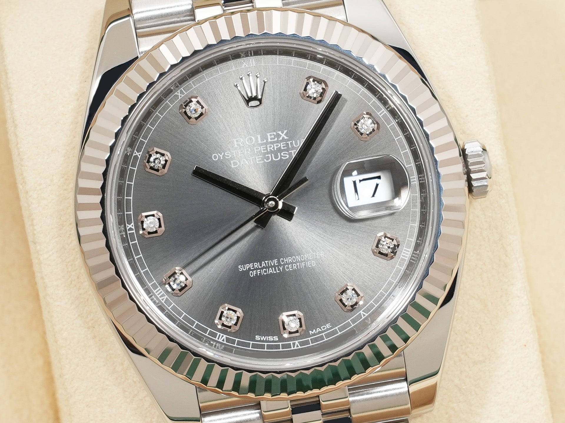 ロレックス デイトジャスト41 Ref.126334G SS/WG スレートx10Pダイヤ文字盤 ジュビリーブレスレット 美品 gajemd2e