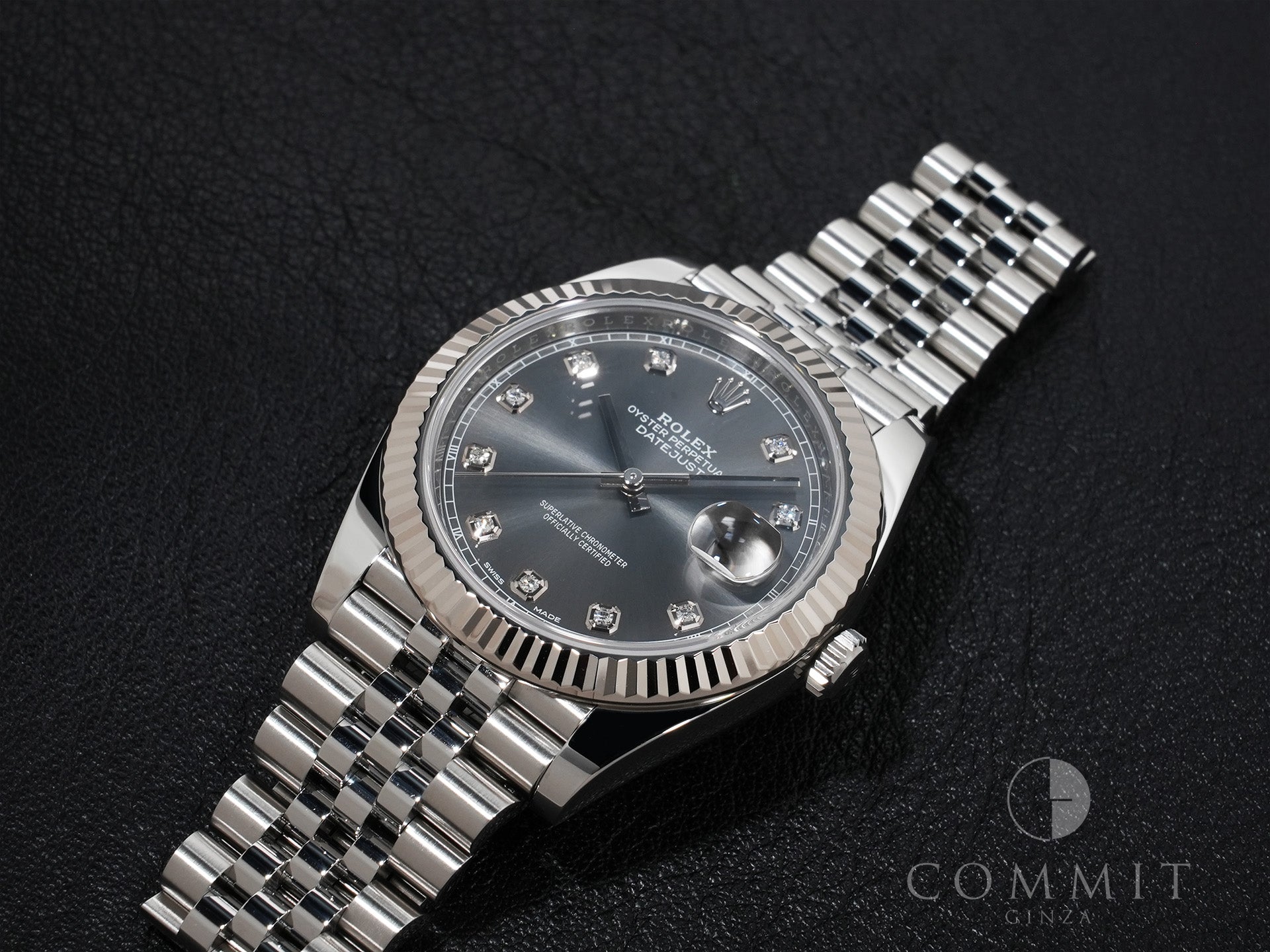 ロレックス デイトジャスト41 Ref.126334G SS/WG スレートx10Pダイヤ文字盤 ジュビリーブレスレット 美品 gajemd2e
