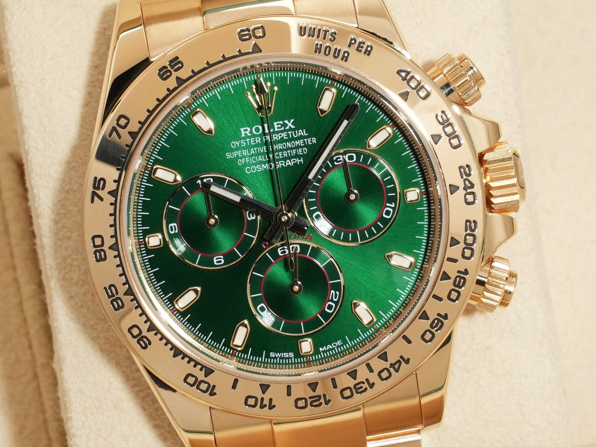 Rolex Daytona Ref. 116508 18KYG Green Dial Excellent Condition c69m3vm5