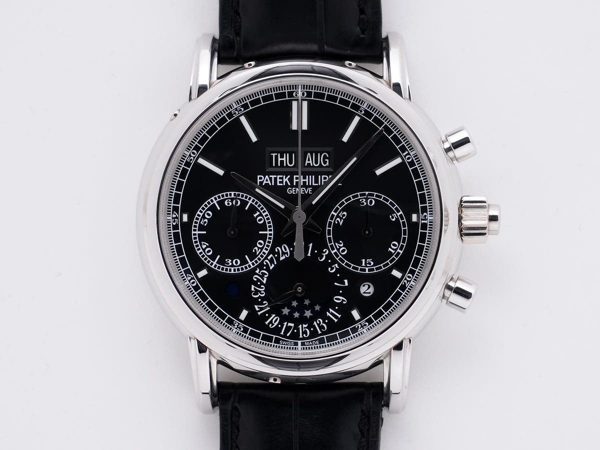 パテックフィリップ パーペチュアルカレンダー スプリットセコンド クロノグラフ Ref.5204P-011 PT ブラック文字盤 中古 yb93vsp7