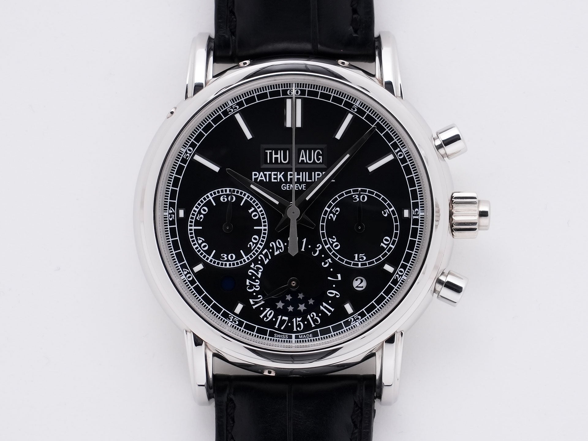 パテックフィリップ パーペチュアルカレンダー スプリットセコンド クロノグラフ Ref.5204P-011 PT ブラック文字盤 中古 yb93vsp7