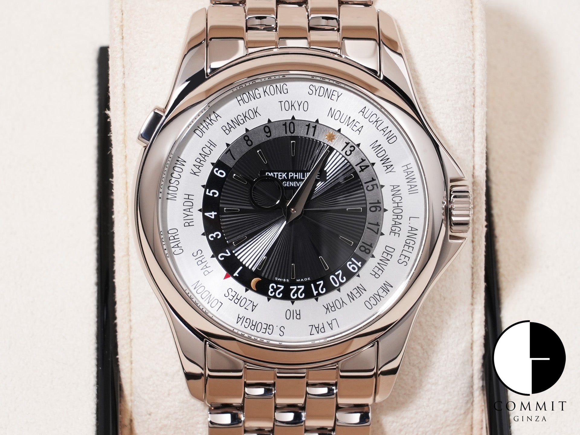 パテックフィリップ コンプリケーション ワールドタイム Ref.5130/1G-011 18KWG シルバー/グレー文字盤 美品 38n5evtd