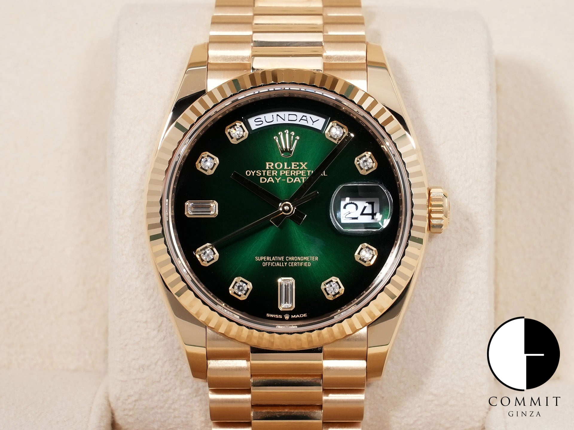ロレックス デイデイト36 Ref.128238A 18KYG グリーンオンブレ文字盤 中古 8m76qumj