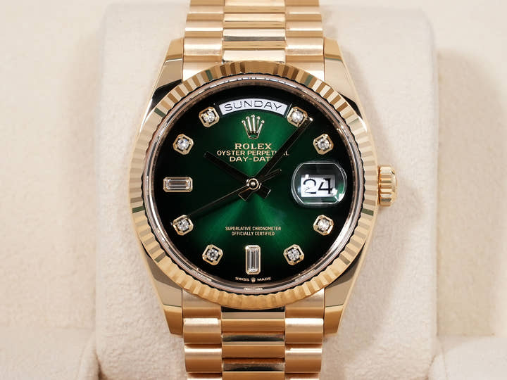 Rolex Day-Date 36 Ref. 128238A Yellow Gold Green Ombre Dial