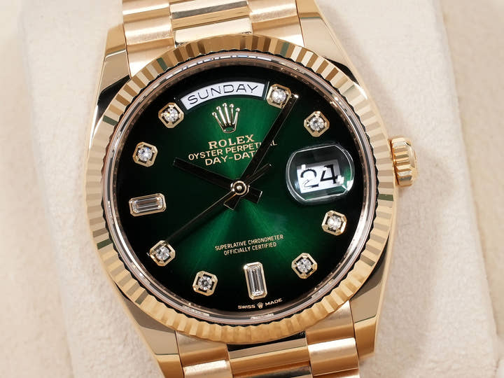 Rolex Day-Date 36 Ref. 128238A Yellow Gold Green Ombre Dial