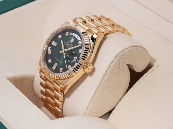 Rolex Day-Date 36 Ref. 128238A Yellow Gold Green Ombre Dial