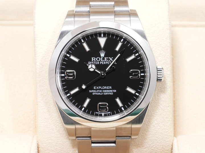 ロレックス エクスプローラーI 鏡面ブラックアウト Ref.214270 SS ブラック文字盤 中古 cxp9yxbp