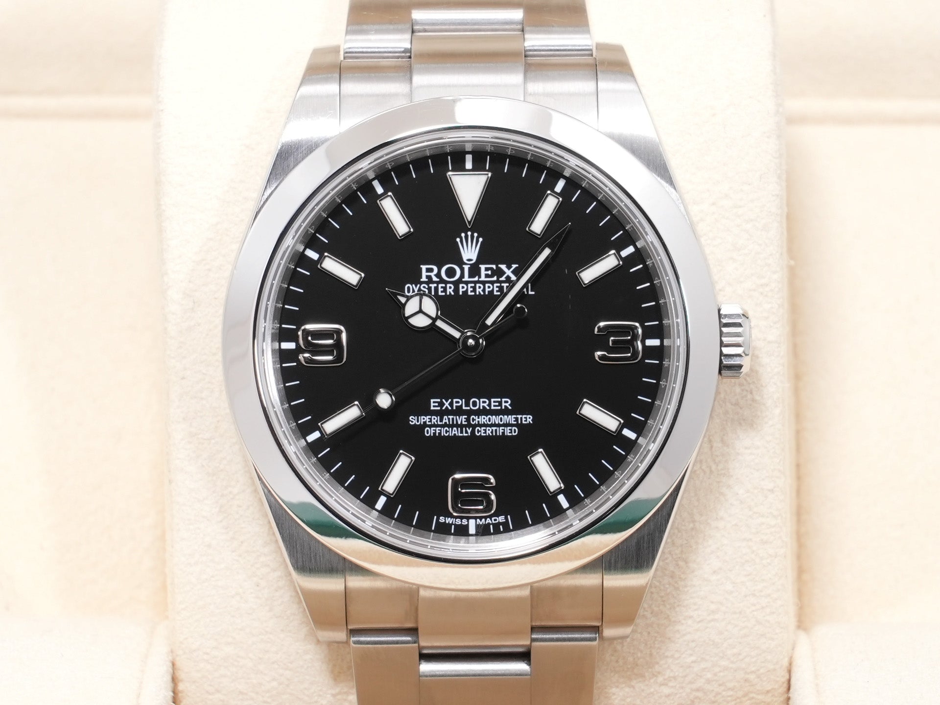 ロレックス エクスプローラーI 鏡面ブラックアウト Ref.214270 SS ブラック文字盤 中古 cxp9yxbp