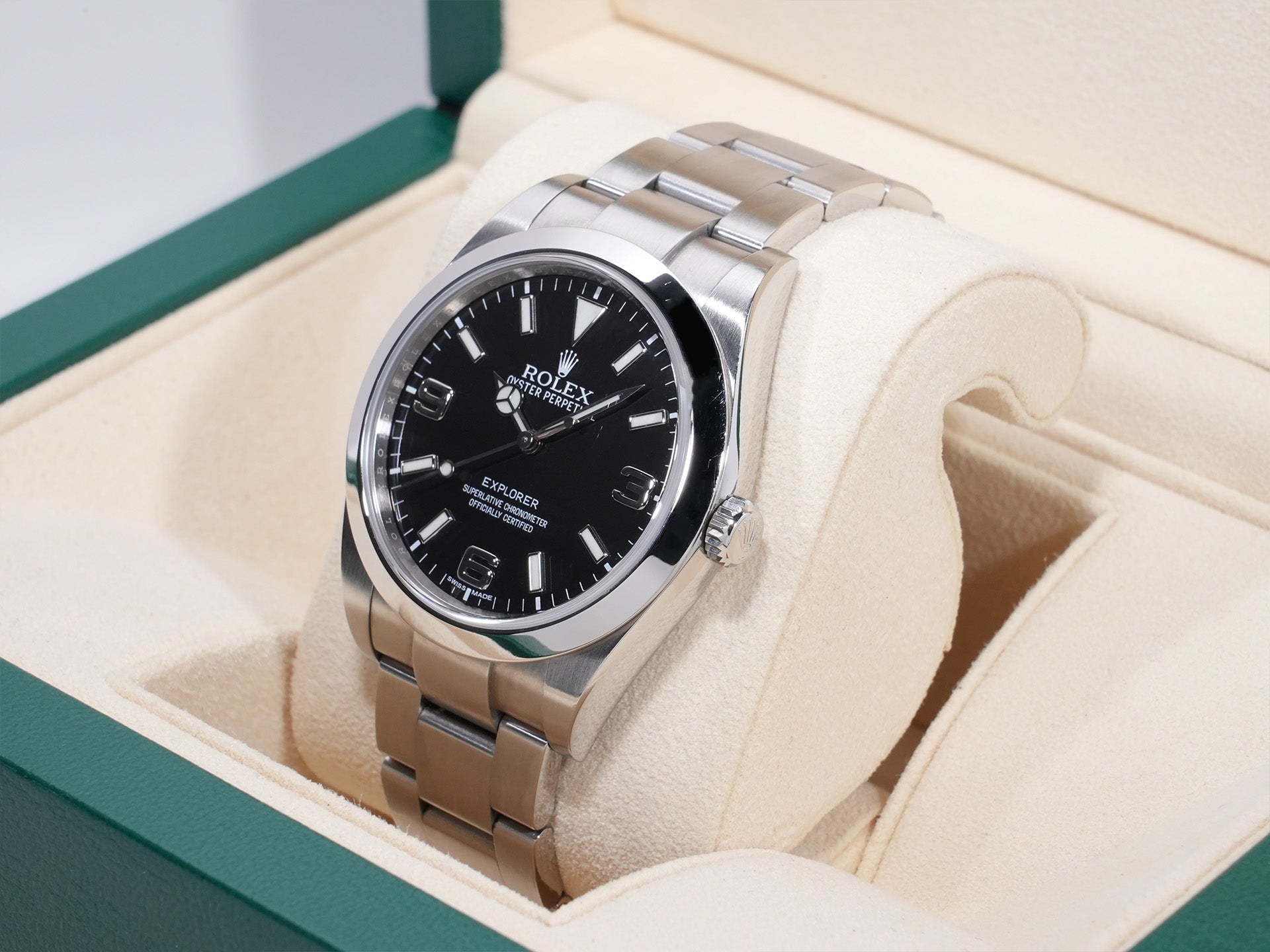 ロレックス エクスプローラーI 鏡面ブラックアウト Ref.214270 SS ブラック文字盤 中古 cxp9yxbp