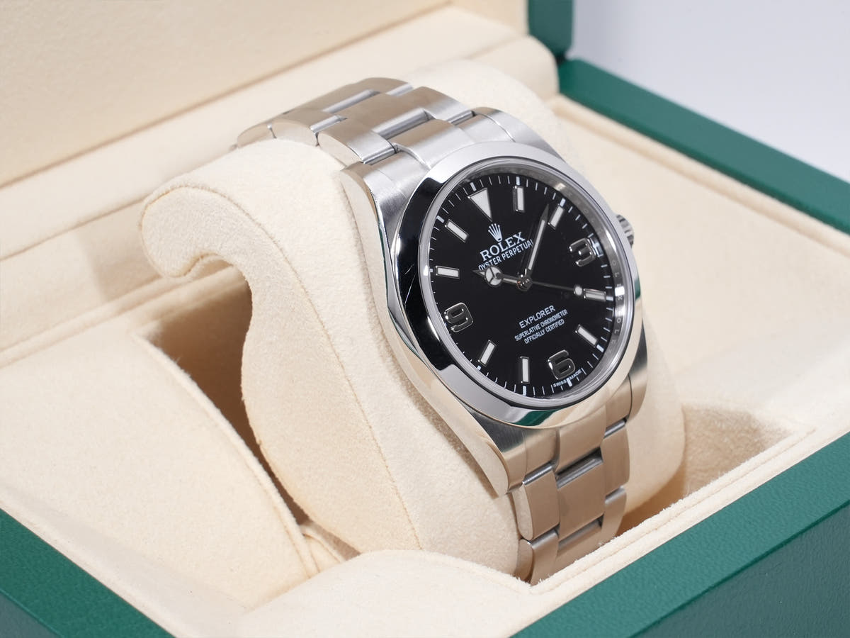 ロレックス エクスプローラーI 鏡面ブラックアウト Ref.214270 SS ブラック文字盤 中古 cxp9yxbp