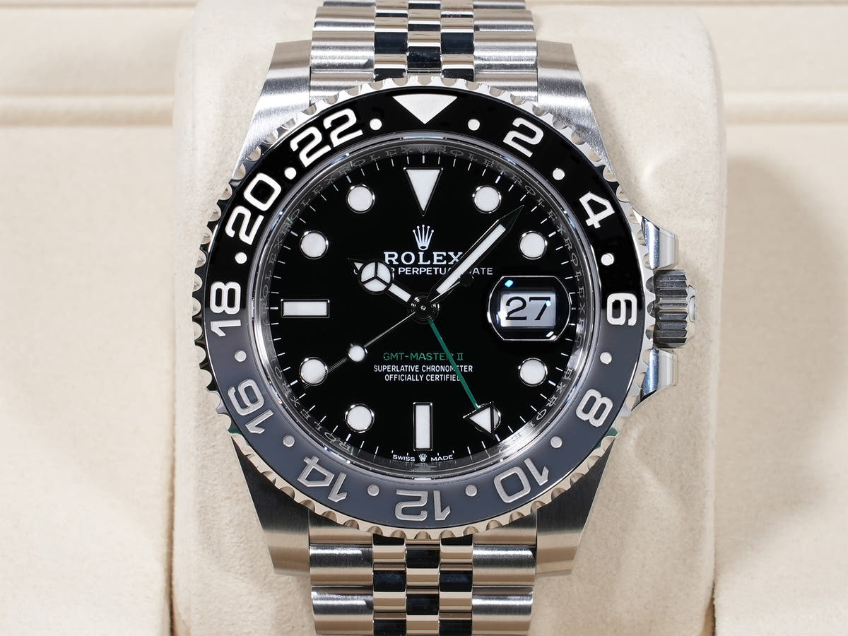 Rolex GMT-Master II Ref. 126710GRNR, stainless steel, black dial, Jubilee bracelet, unused.  (7bo6nrc6 appears to be an internal reference number and not part of the product description)