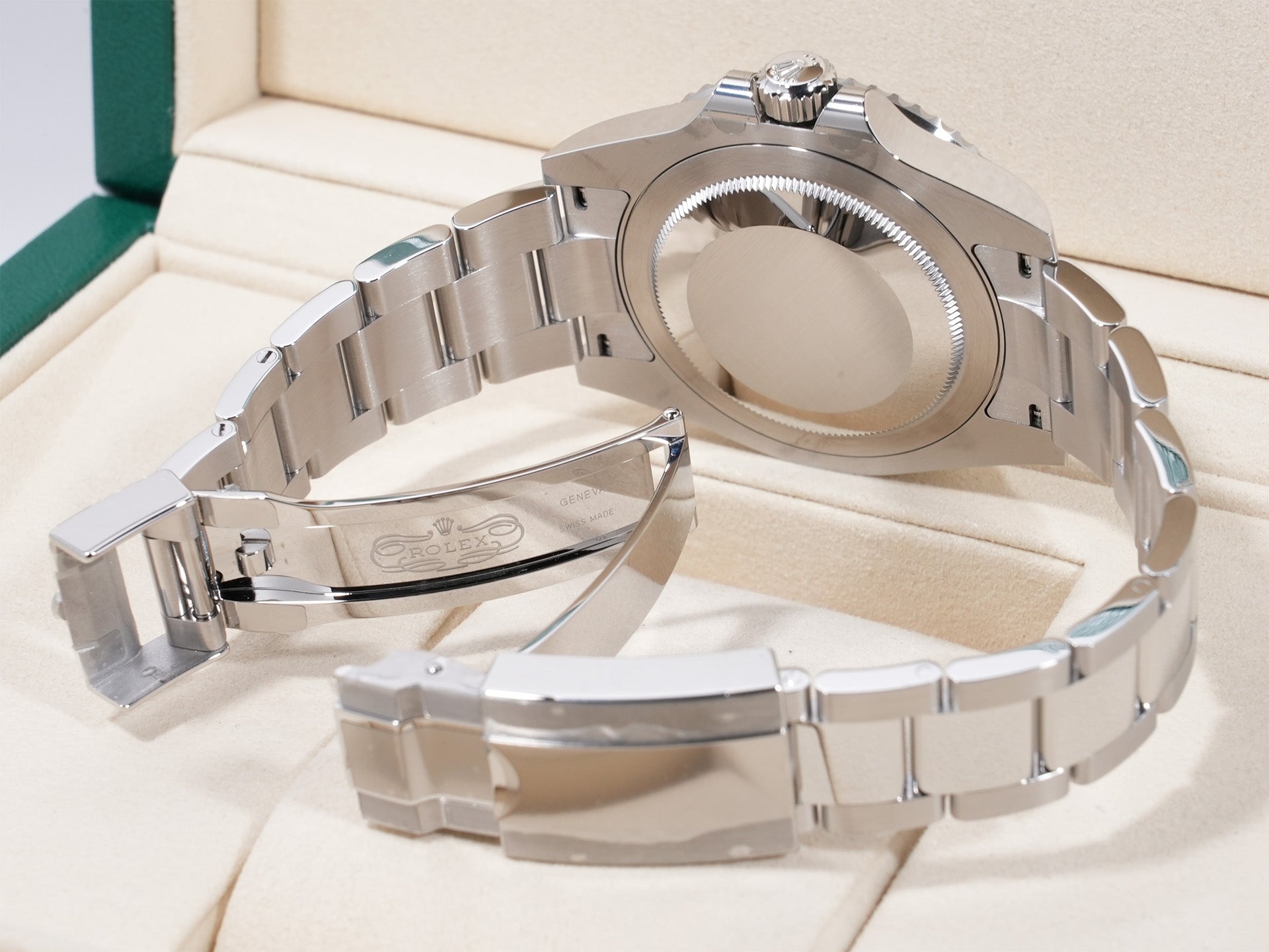 Rolex GMT-Master II Ref. 126710GRNR, stainless steel, black dial, Jubilee bracelet, unused.  (7bo6nrc6 appears to be an internal reference number and not part of the product description)