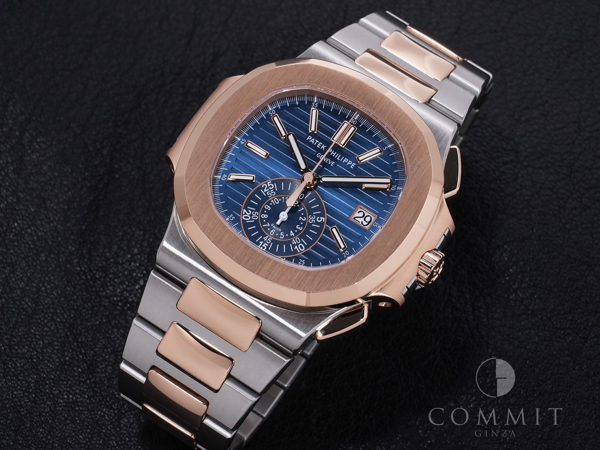 Patek Philippe Nautilus Chronograph Ref. 5980/1AR-001 SS/RG Blue Dial, Excellent Condition qjd9b6ft