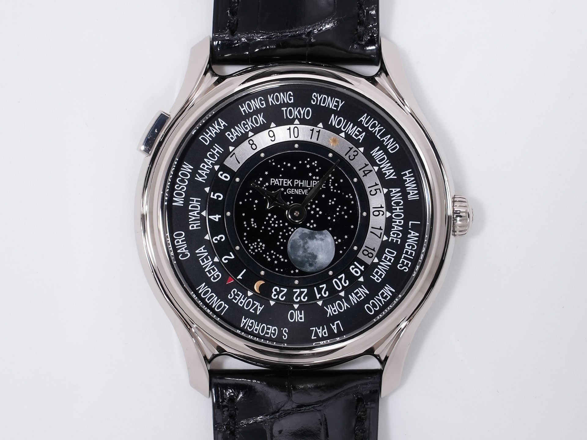 パテックフィリップ コンプリケーション ワールドタイム ムーンフェイズ Ref.5575G-001 18KWG ブラック文字盤 美中古 txsxn74b