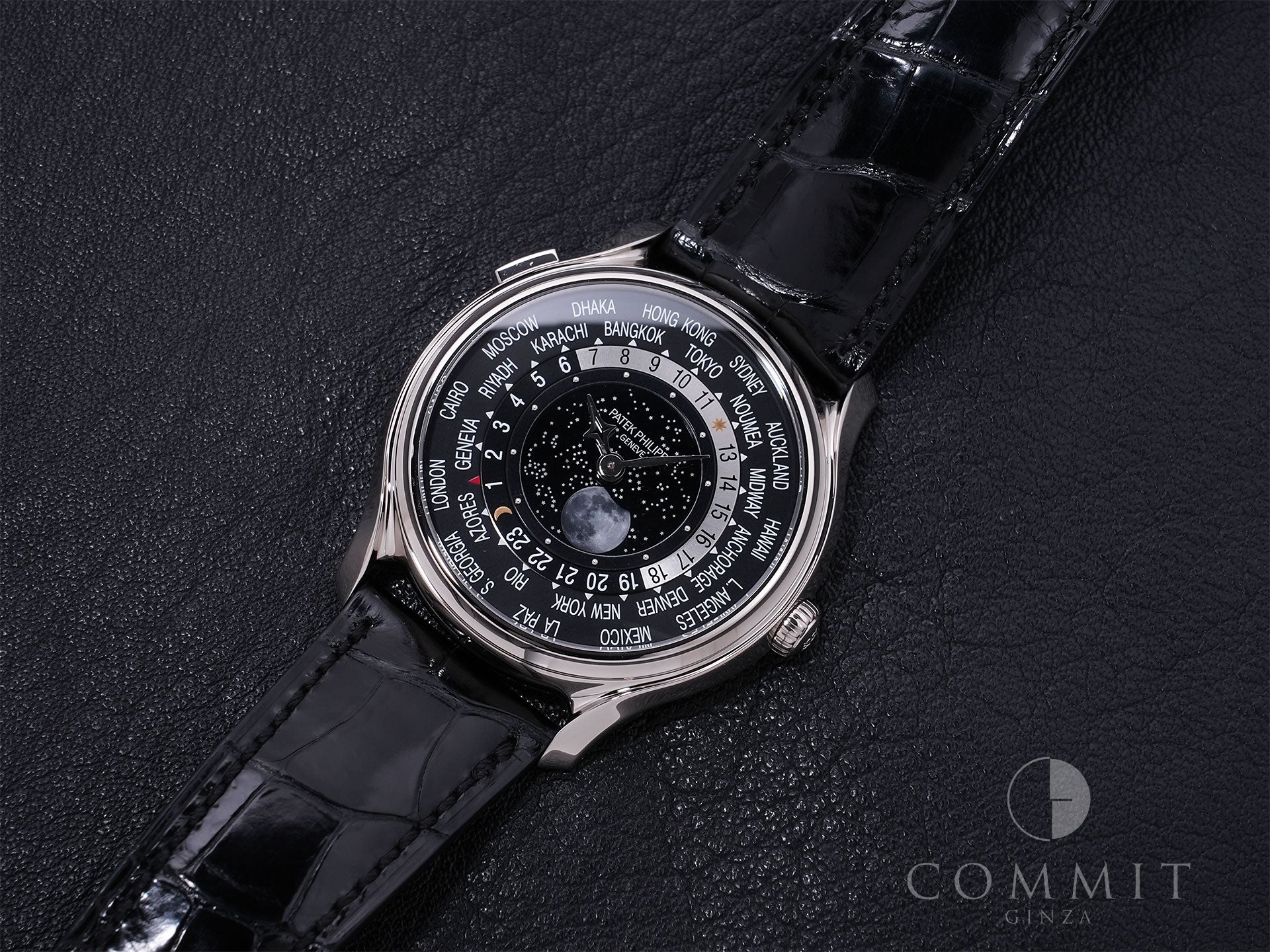 Patek Philippe Complication World Time Moon Phase Ref. 5575G-001 18KWG Black Dial, Pre-owned (Beautiful Condition) txsxn74b