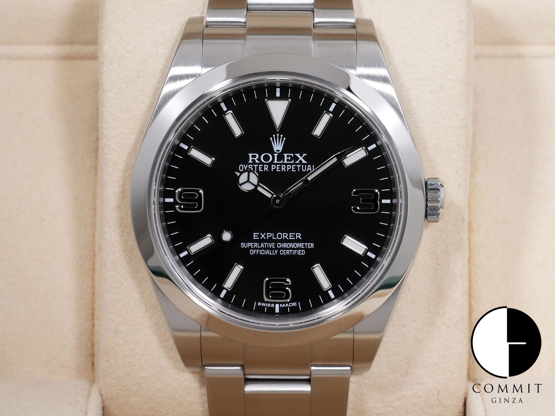 ロレックス エクスプローラーI 鏡面ブラックアウト Ref.214270 SS ブラック文字盤 美品 vmby2wvc