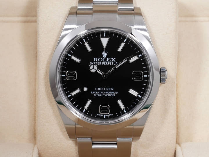 Rolex Explorer I, Mirror Black Dial, Ref. 214270, Stainless Steel