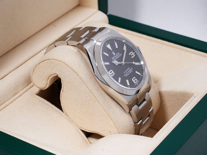 Rolex Explorer I, Mirror Black Dial, Ref. 214270, Stainless Steel