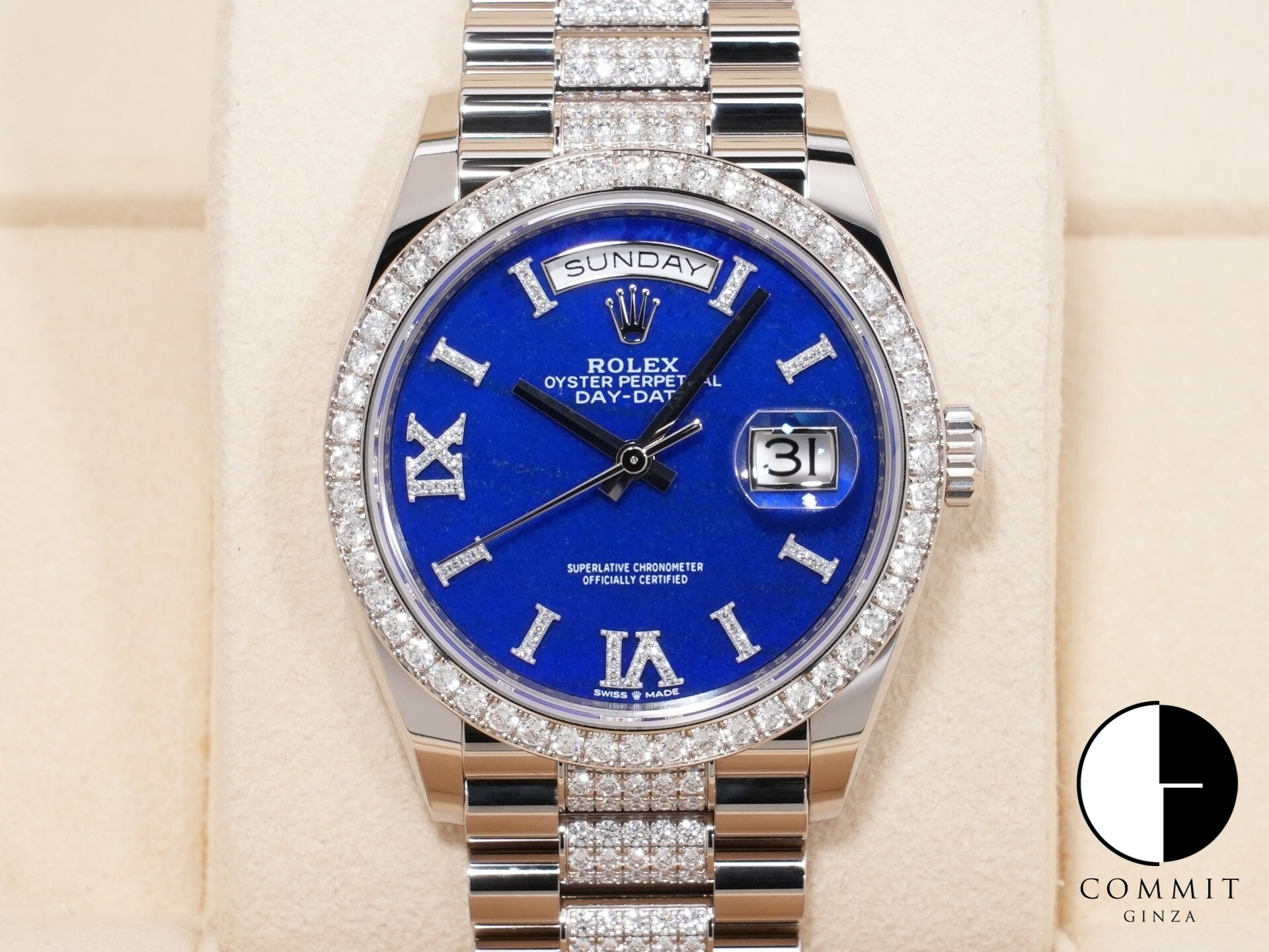 Rolex Day-Date Ref. 128349RBR 18KWG Lapis Lazuli x Index Diamond Dial, Unused  (suew9jsu)