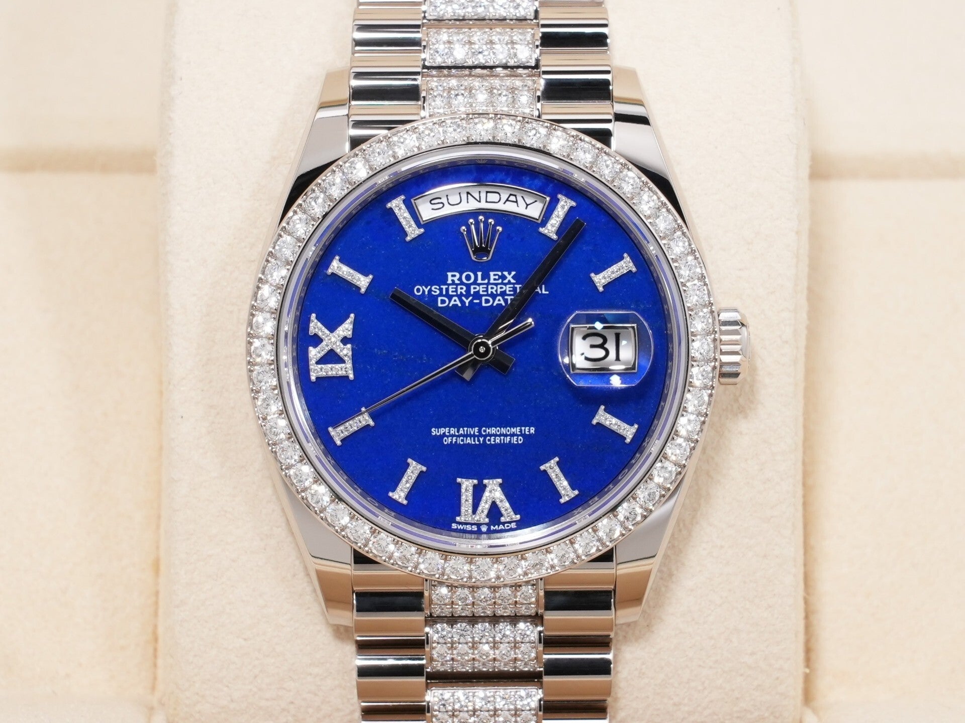 Rolex Day-Date Ref. 128349RBR 18KWG Lapis Lazuli x Index Diamond Dial, Unused  (suew9jsu)