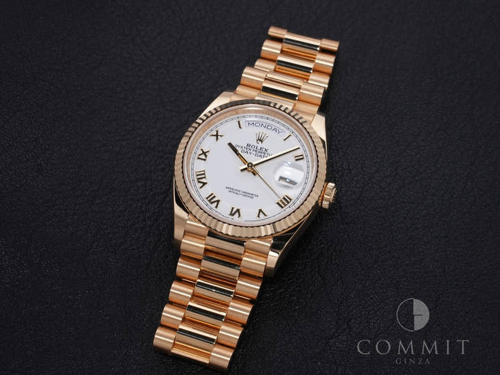 Rolex Day-Date 36 Ref. 128238 Yellow Gold White Roman Dial Pre-owned 9prykerz