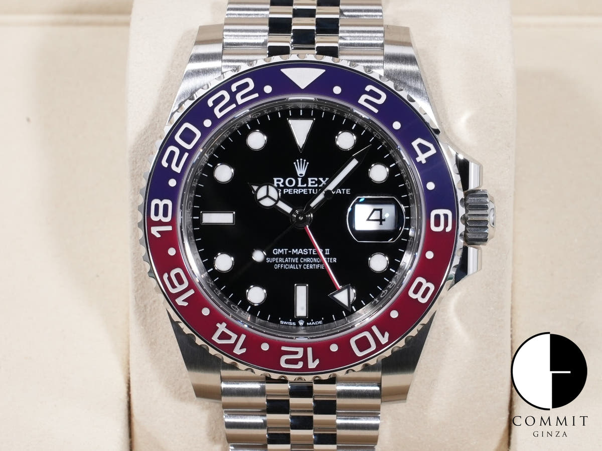 Rolex GMT-Master II Ref. 126710BLRO, stainless steel, black dial, Jubilee bracelet, unused.