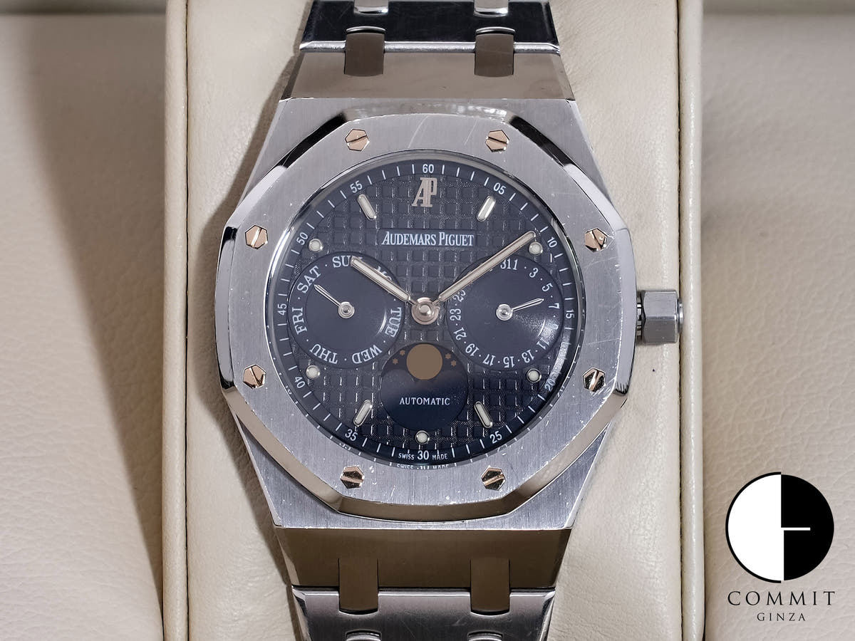 オーデマピゲ ロイヤルオーク デイデイト ムーンフェイズ Ref.25594ST.OO.0789ST.05 SS ブルー文字盤 中古 9dtnwyjp