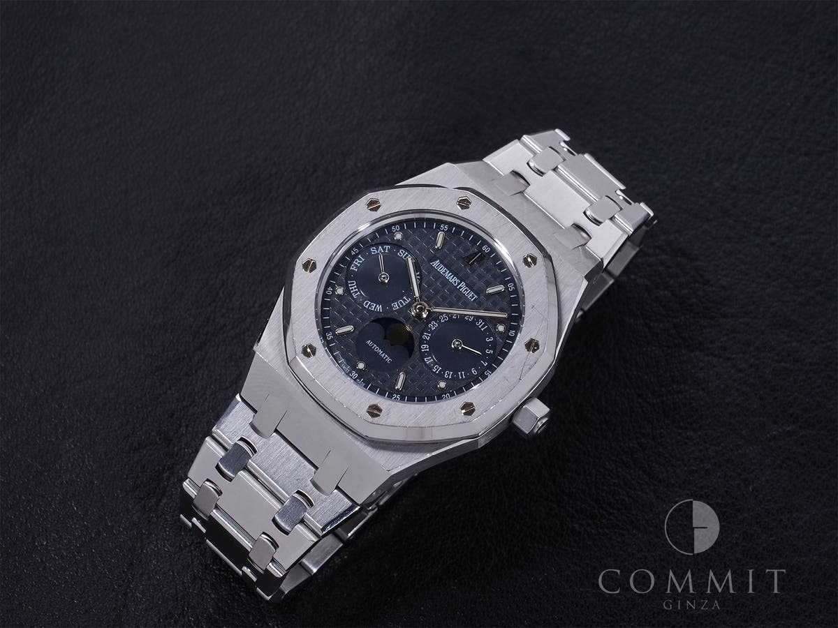 オーデマピゲ ロイヤルオーク デイデイト ムーンフェイズ Ref.25594ST.OO.0789ST.05 SS ブルー文字盤 中古 9dtnwyjp