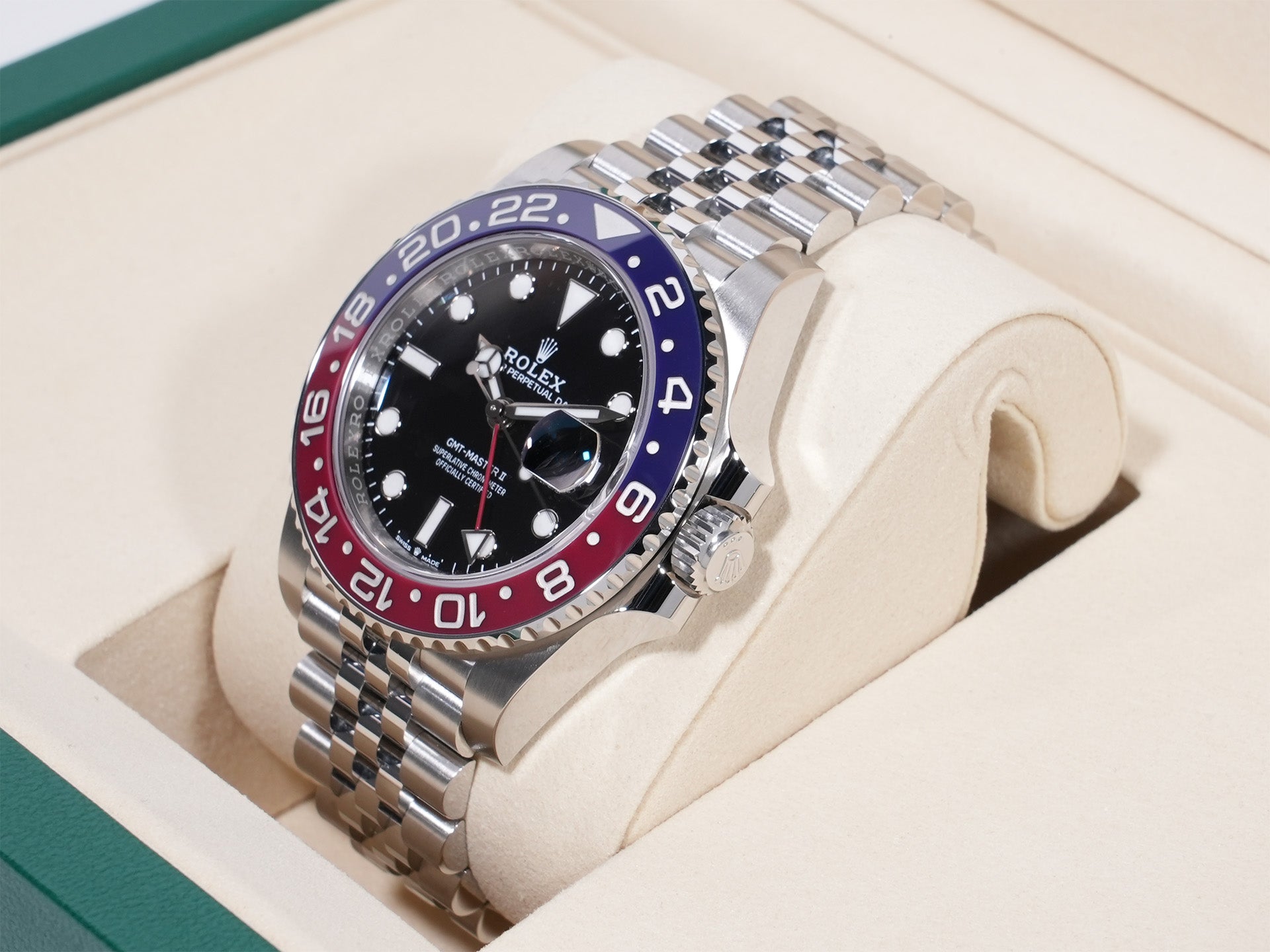 Rolex GMT-Master II Ref. 126710BLRO, stainless steel, black dial, Jubilee bracelet, unused.  (nm68mck2 appears to be an internal reference number and not part of the product description)
