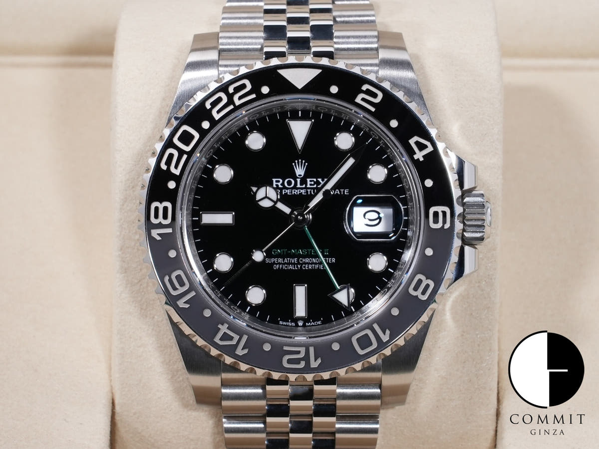 Rolex GMT-Master II Ref. 126710GRNR, stainless steel, black dial, Jubilee bracelet, pre-owned.  (ck7r6p4n appears to be an internal reference number and not part of the product description)