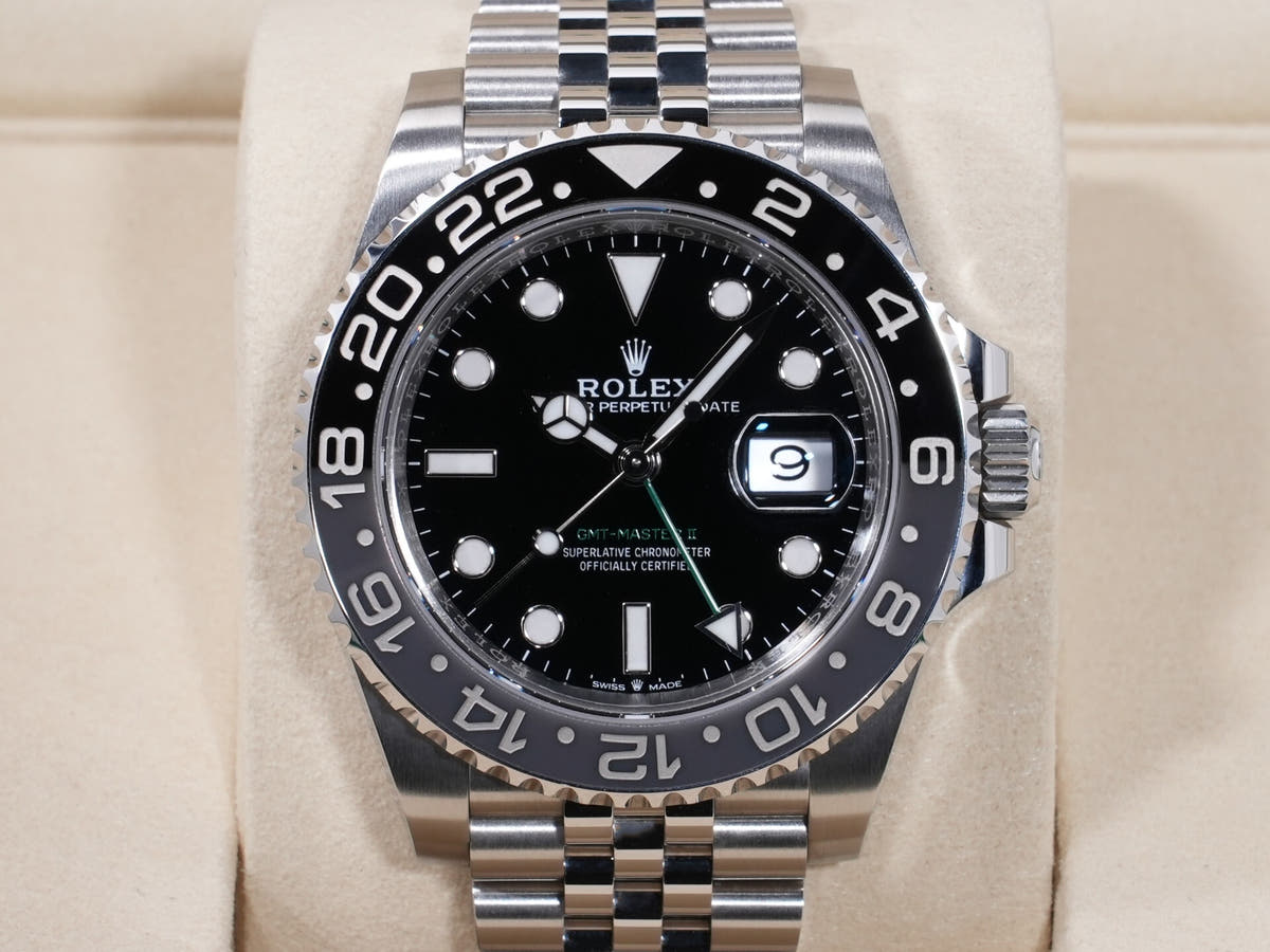 Rolex GMT-Master II Ref. 126710GRNR, stainless steel, black dial, Jubilee bracelet, pre-owned.  (ck7r6p4n appears to be an internal reference number and not part of the product description)