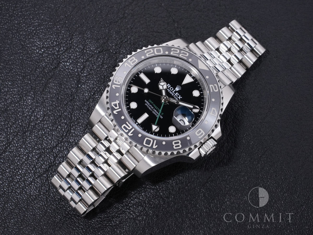 Rolex GMT-Master II Ref. 126710GRNR, stainless steel, black dial, Jubilee bracelet, pre-owned.  (ck7r6p4n appears to be an internal reference number and not part of the product description)