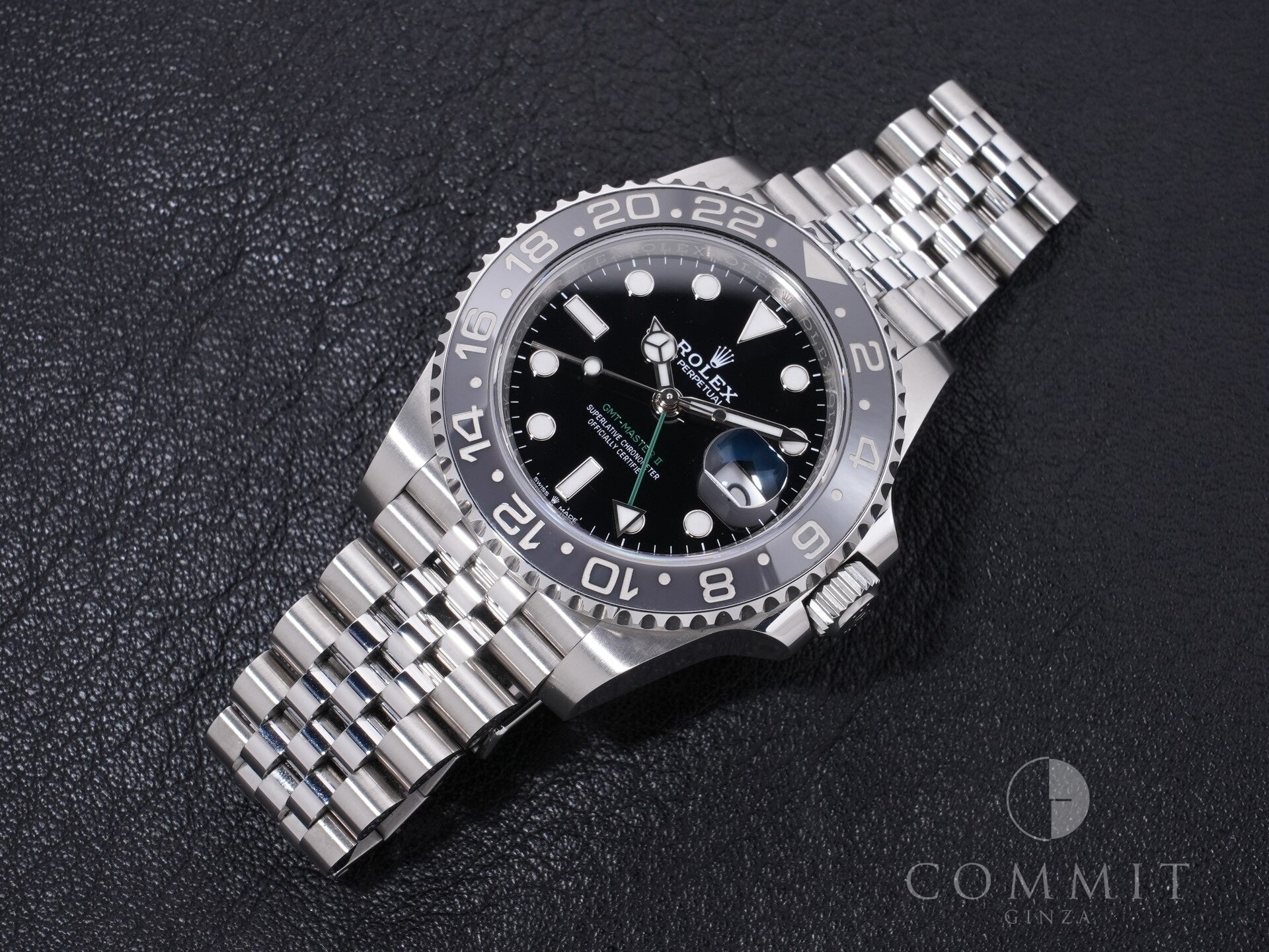 Rolex GMT-Master II Ref. 126710GRNR, stainless steel, black dial, Jubilee bracelet, pre-owned.  (ck7r6p4n appears to be an internal reference number and not part of the product description)