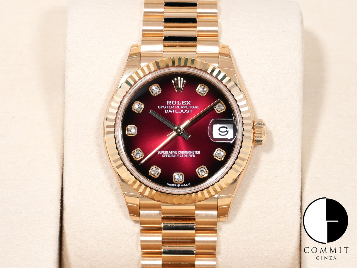 Rolex Datejust 31 Ref. 278278 18KYG Red Ombre x 10P Diamond Dial, Unused.