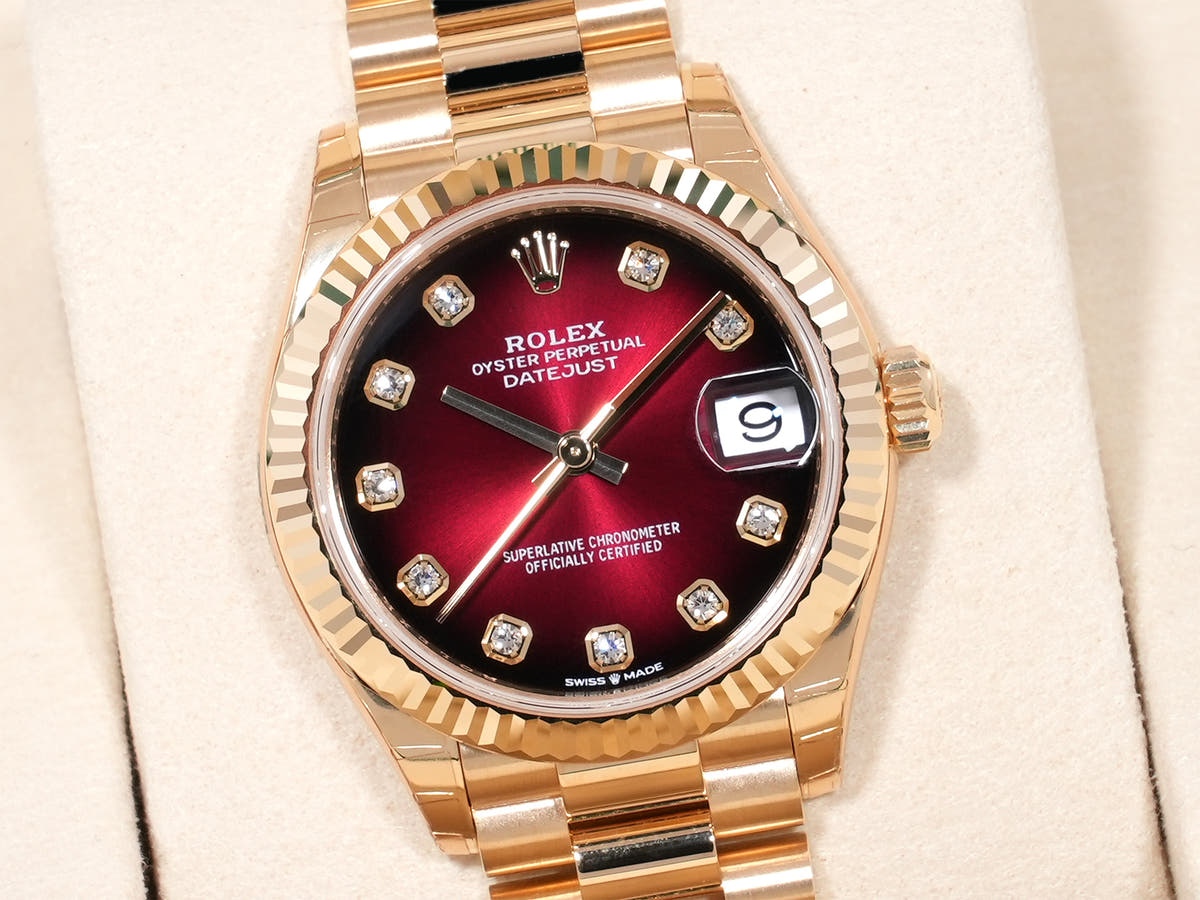Rolex Datejust 31 Ref. 278278 18KYG Red Ombre x 10P Diamond Dial, Unused.