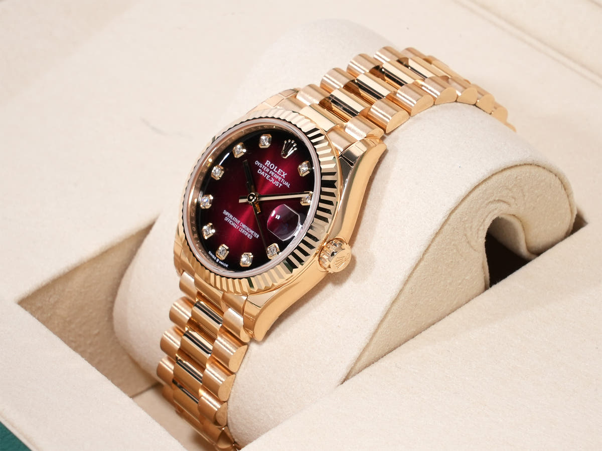 Rolex Datejust 31 Ref. 278278 18KYG Red Ombre x 10P Diamond Dial, Unused.