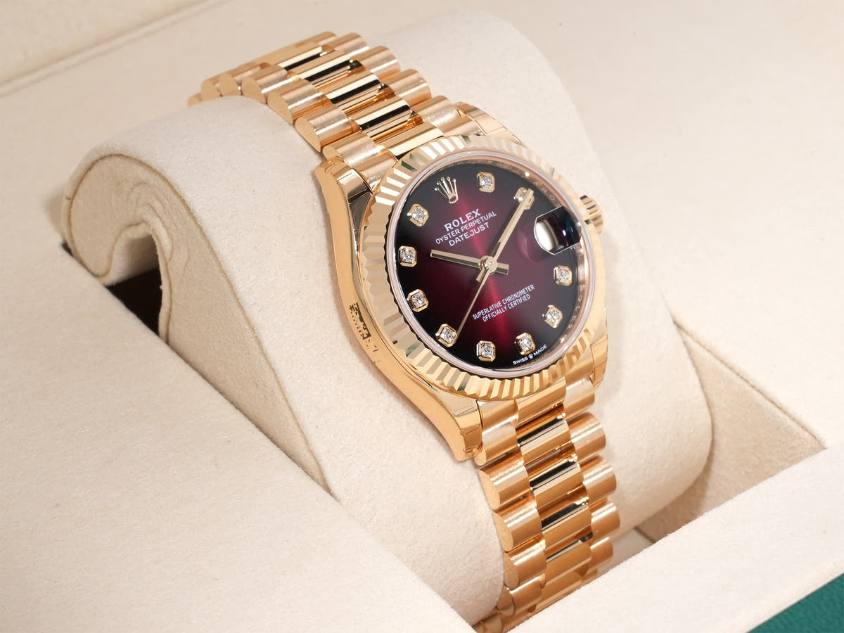 Rolex Datejust 31 Ref. 278278 18KYG Red Ombre x 10P Diamond Dial, Unused.