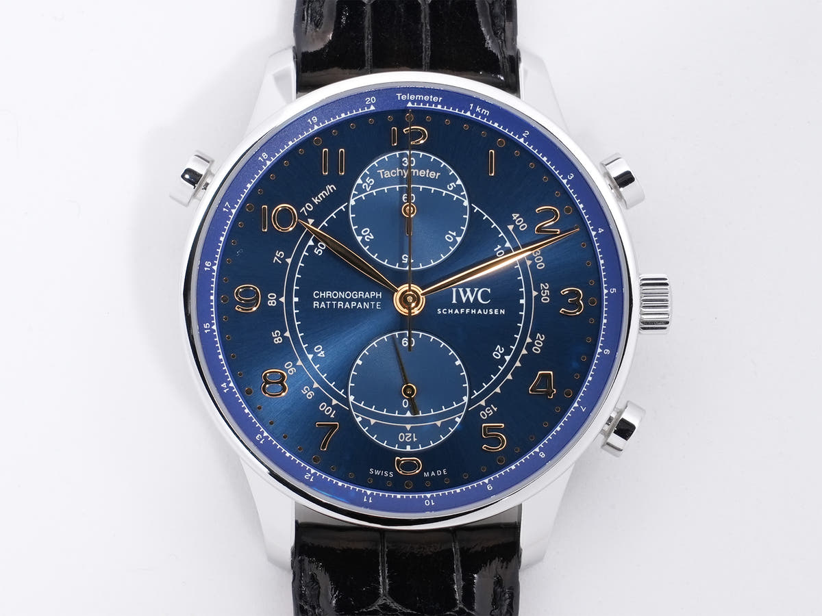 IWC Portugieser Chronograph "La Tramontana" Boutique Milano Ref. IW371222 Stainless Steel Blue Dial, Excellent Condition ymnwixr9