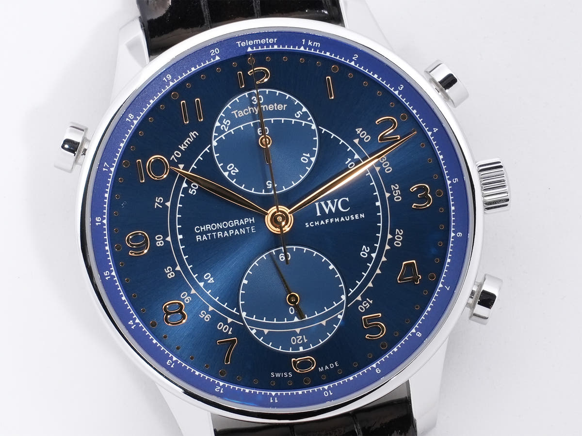 IWC Portugieser Chronograph "La Tramontana" Boutique Milano Ref. IW371222 Stainless Steel Blue Dial, Excellent Condition ymnwixr9