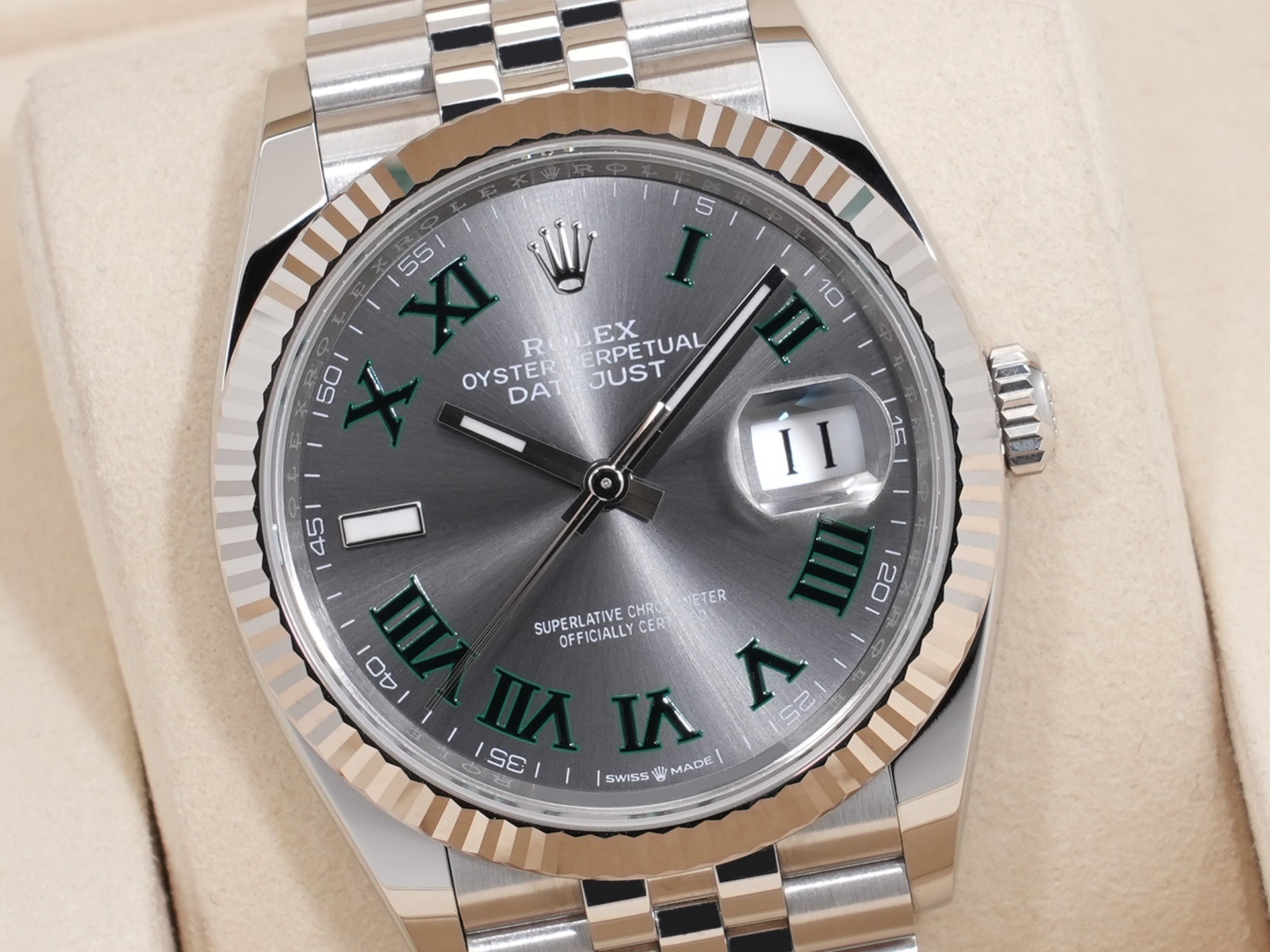 ロレックス デイトジャスト36 Ref.126234 SS/WG スレートローマン文字盤 ジュビリーブレスレット 極美品 dzthmf8y