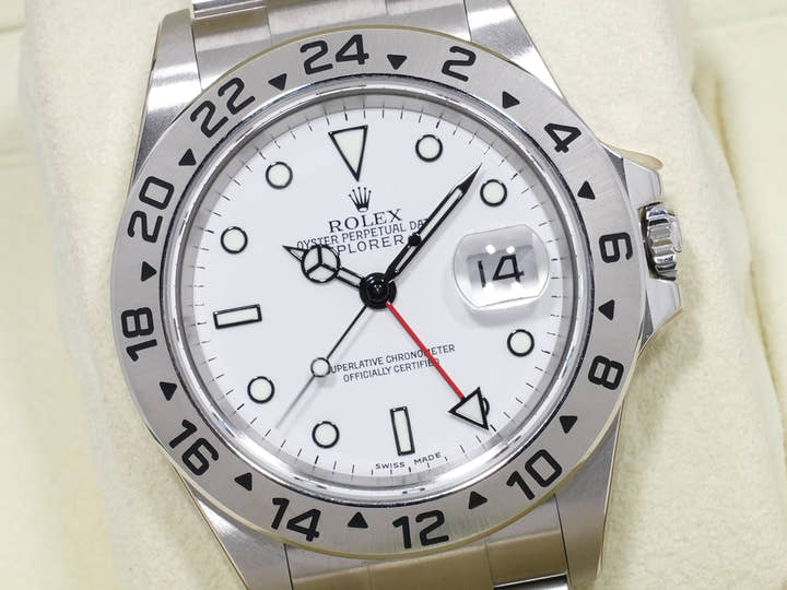 ロレックス エクスプローラーII Ref.16570 ステンレススチール ホワイト文字盤 オイスターブレスレット 未使用 q7cvkapz