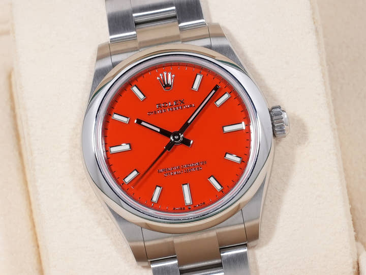 ロレックス オイスターパーペチュアル31 Ref.277200 ステンレススチール コーラルレッド文字盤
