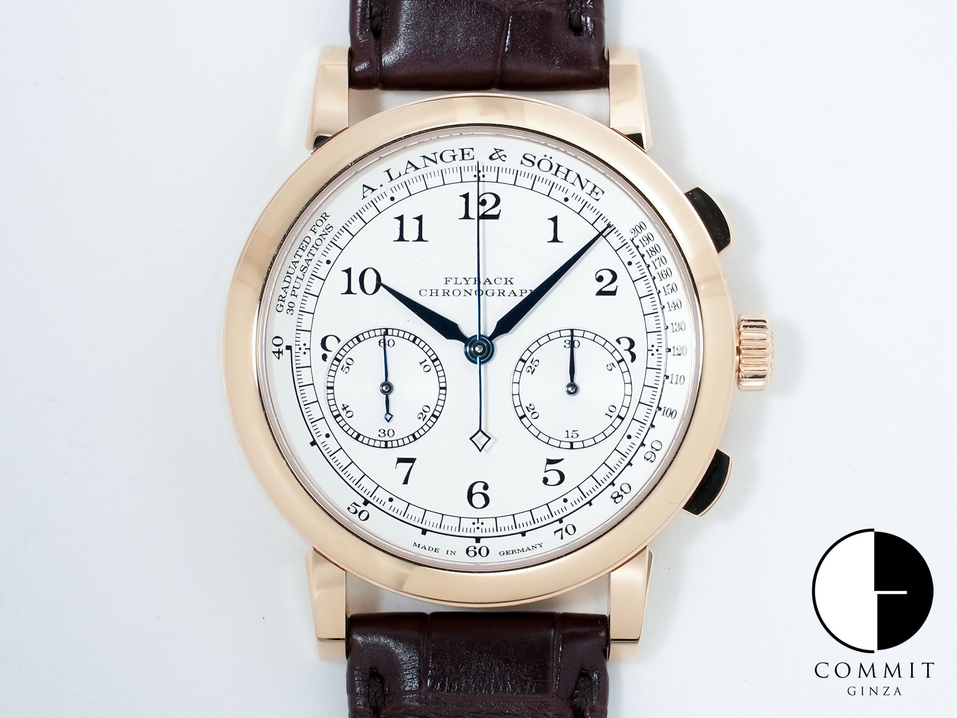 A. Lange &amp; Söhne 1815 Chronograph Ref. 414.032 18KPG, silver dial, pre-owned, good condition.  (7wd7qhuh appears to be an internal reference number and not part of the product description)
