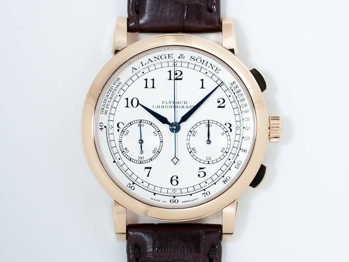 A. Lange &amp; Söhne 1815 Chronograph Ref. 414.032 18KPG, silver dial, pre-owned, good condition.  (7wd7qhuh appears to be an internal reference number and not part of the product description)