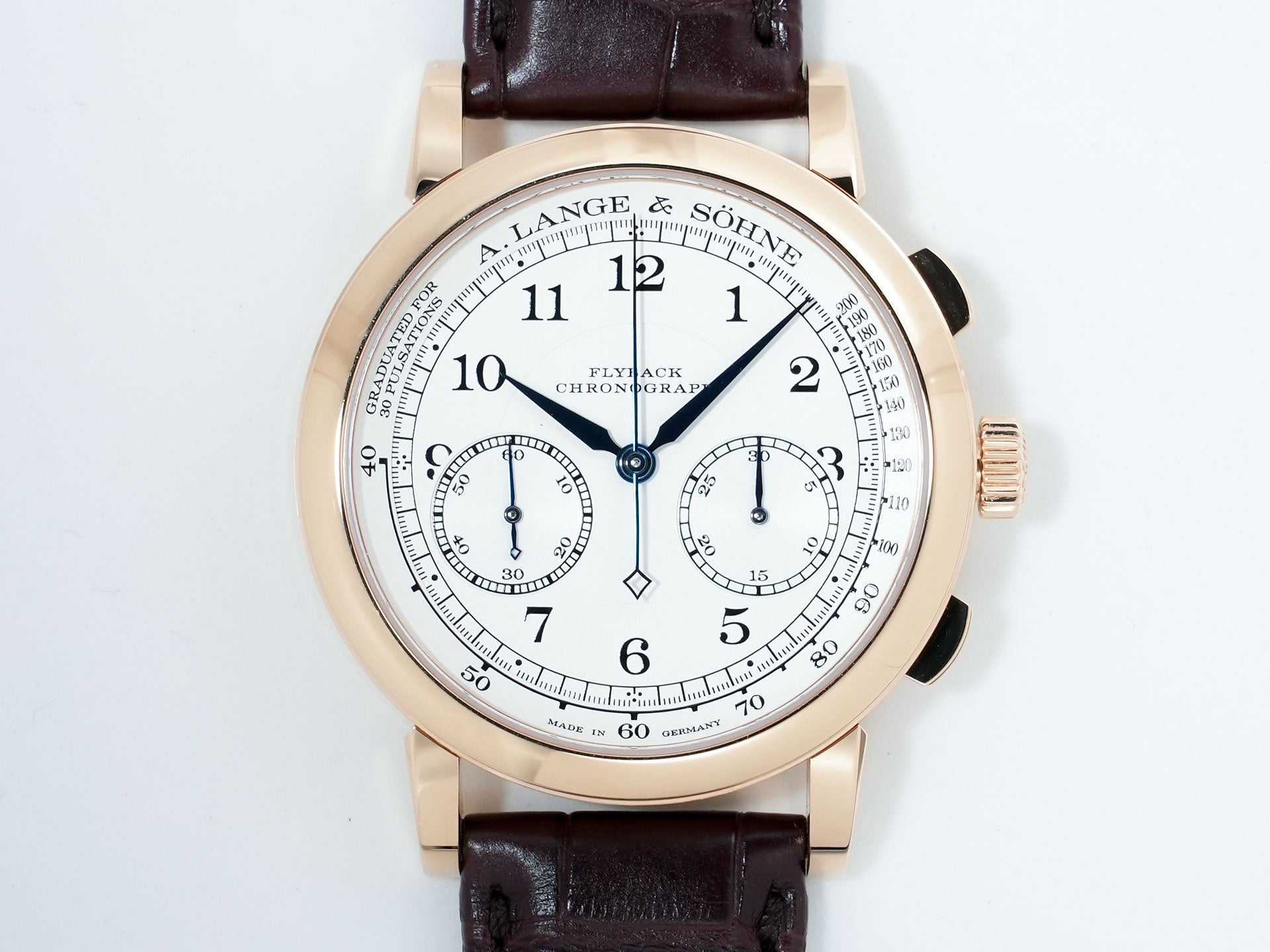 A. Lange &amp; Söhne 1815 Chronograph Ref. 414.032 18KPG, silver dial, pre-owned, good condition.  (7wd7qhuh appears to be an internal reference number and not part of the product description)