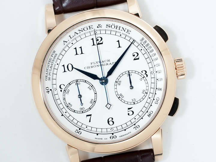 A. Lange &amp; Söhne 1815 Chronograph Ref. 414.032 18KPG, silver dial, pre-owned, good condition.  (7wd7qhuh appears to be an internal reference number and not part of the product description)