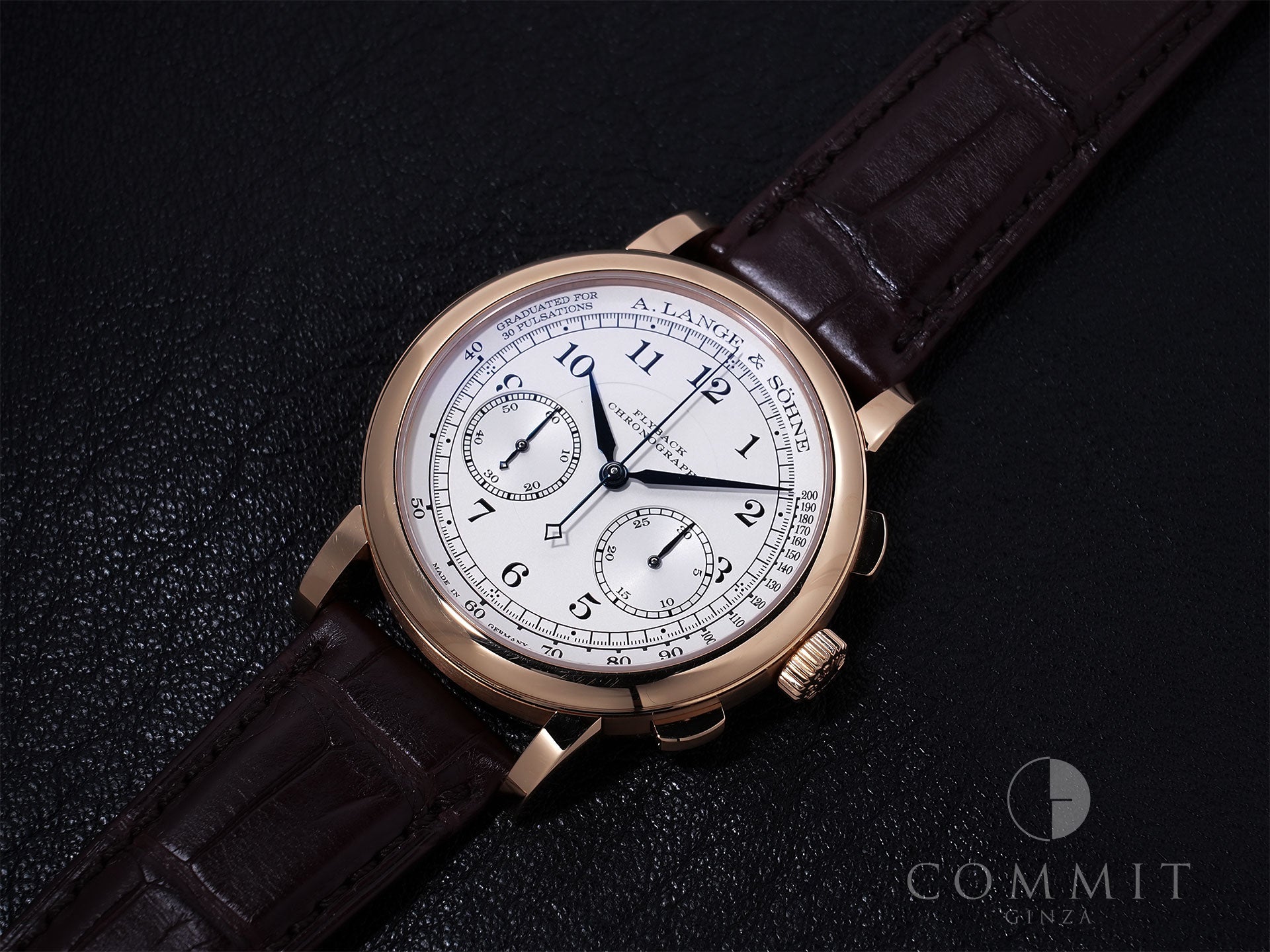 A. Lange &amp; Söhne 1815 Chronograph Ref. 414.032 18KPG, silver dial, pre-owned, good condition.  (7wd7qhuh appears to be an internal reference number and not part of the product description)
